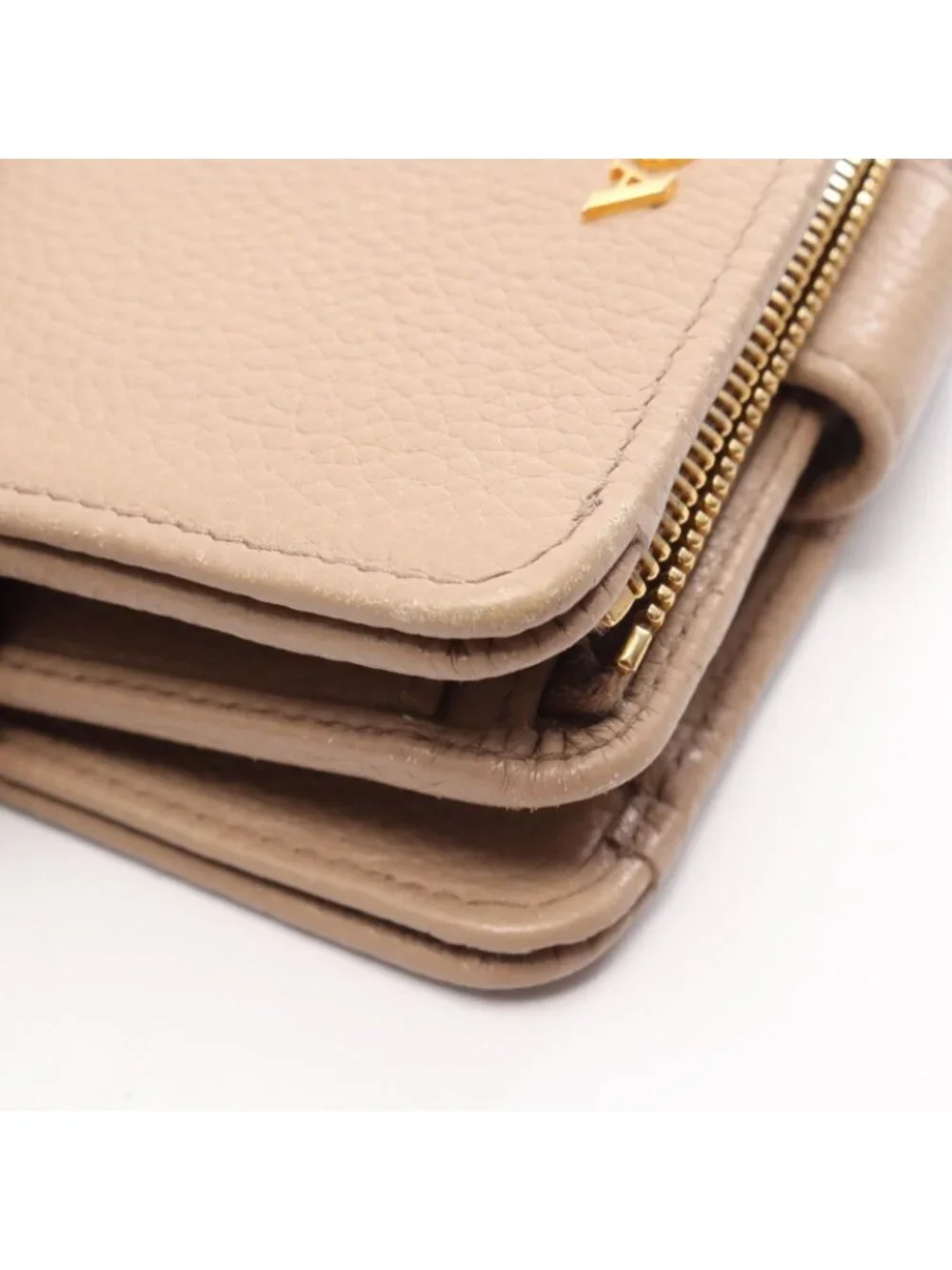 Prada Bifold Wallet Beige Leather L